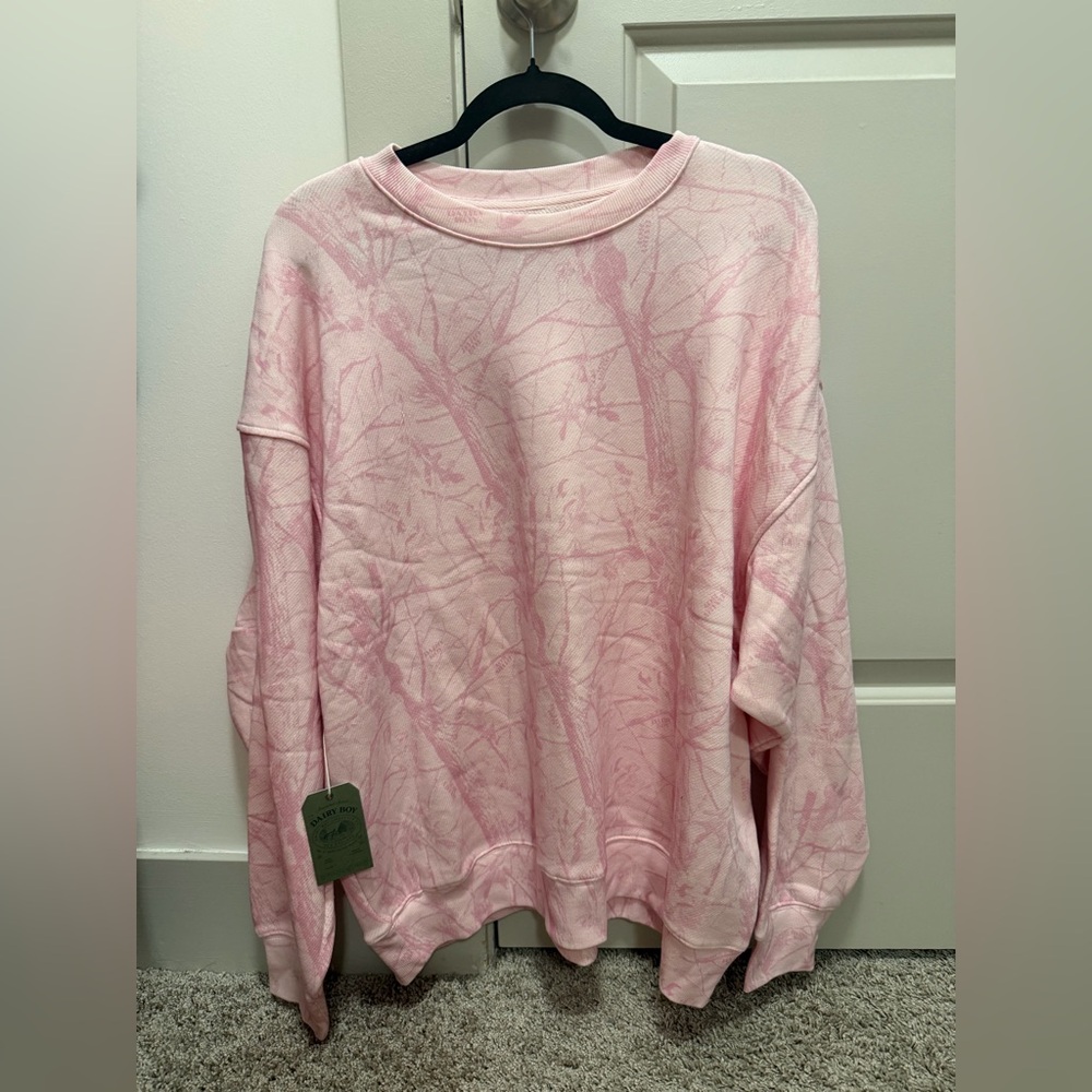 Dairy Boy Large Pink Bubblegum Camo Sweatshirt. 💕⚡️